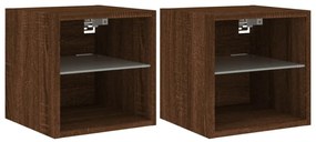 2 db barna tölgyszínű fali TV-szekrény LED-del 30x28,5x30 cm
