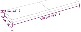 sötétbarna kezelt tömör tölgyfa asztallap 140x40x(2-4) cm