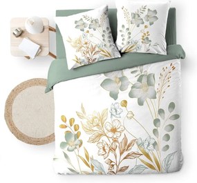 Fehér-zöld kétszemélyes-hosszabbított pamut ágyneműhuzat 240x220 cm Lolita – douceur d'intérieur