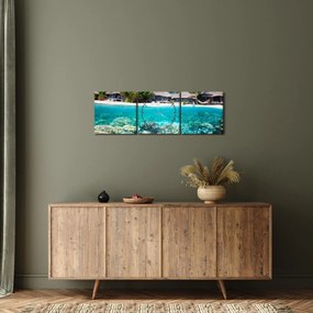 Tengerpart a trópusi szigeten képe (órával) (90x30 cm)