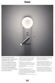 Redo 01-2994 - LED fali lámpa OASIS LED/3W/230V+1xG9/10W USB CRI 90 fekete