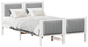 Ágykeret Fehér és világosszürke 120 x 200 cm Tömör fenyőfa