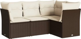 vidaXL 4 részes barna polyrattan kerti ülőgarnitúra párnákkal
