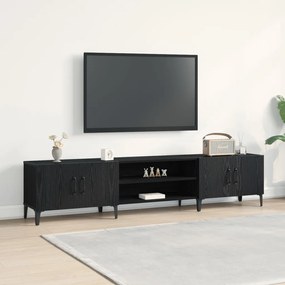 TV Szekrény Fekete Tölgy 180x31,5x40 cm Műanyag Fa