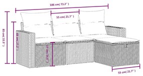 4 részes fekete polyrattan kerti ülőgarnitúra párnákkal