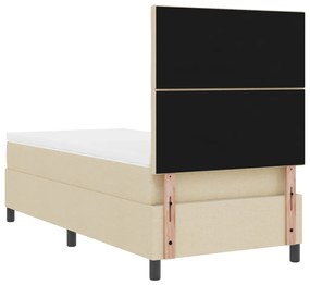 Rugós ágy matraccal és LED világítással, krém, 90 x 200 cm, szövet