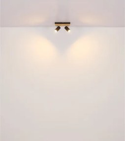 Globo 57909-2 Fali spotlámpa, fém fekete matt, fa sötétbarna, forgatható, HxSzxM: 260x80x125mm, 2x GU10 25W 230V izzók nélkül