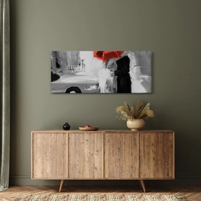 Kép - Szerelmespár egy esernyő alatt, piros (120x50 cm)