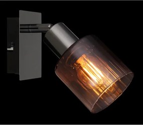 Globo 54313-1 Fali lámpa fém fekete-króm, réz színű/átlátszó színátmenetes üveg búra, billenőkapcsoló a terméken, SzxM: 80x160mm, Mélység: 160mm, 1x E14 40W 230V izzó nélkül