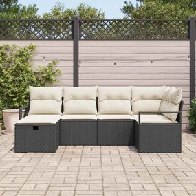 Kerti Kanapé Szett 6 pcs Fekete és krémszínű 232 x 122 x 85 cm