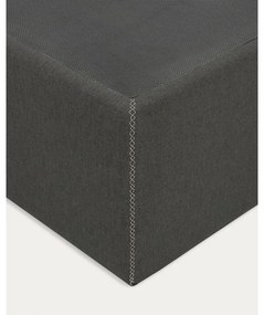 Fekete kárpitozott ágyneműtartós franciaágy 160x200 cm Matters – Kave Home