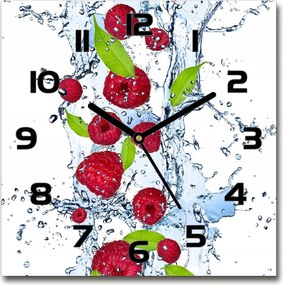 Csendes üveg falióra Málna és víz 30x30 cm