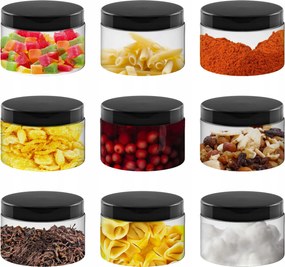 Befőttes Üveg Szett Műanyag Edények 0,5L Élelmiszer 9X500ML Kisállat Kupak