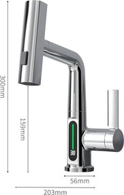 Leziter Mara ZS-7020-GR mosogató csaptelep multifunkciós fejjel digitális kijelzővel szürke
