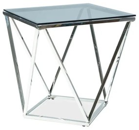 Dohányzóasztal Silver B III 50 x 50 cm, átlátszó / ezüst