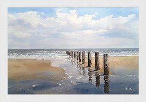 Poszter Keret Fa Tengerpart Cölöpök Hullámtörő Balti Természet 60x40