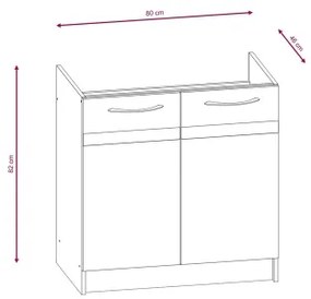 Konyhablokk VALERIA 180 cm sonoma tölgy/barna