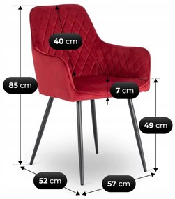 Elegáns Bordó Bársony Étkezőszék BRESSO