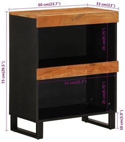 tömör akácfa tálalószekrény 60 x 33 x 75 cm