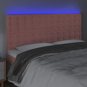 rózsaszín bársony LED-es fejtámla 180x5x118/128 cm