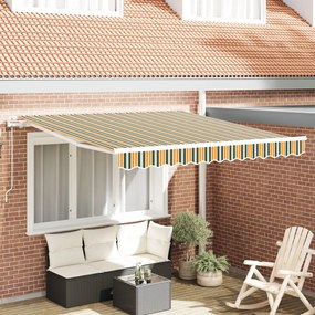 Automatikus Behúzható Napellenző Zöld és Sárga 350x250 cm