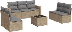 vidaXL 8 részes bézs polyrattan kerti ülőgarnitúra párnával