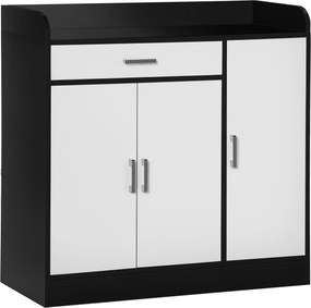 HOMCOM Modern Konyhaszekrény MDF-ből 2 Szekrénnyel, 1 Fiókkal és Állítható Polcokkal, 90x40x90 cm, Fekete és Fehér | Aosom