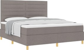 vidaXL Boxrugós ágy matracmal fejtámlával Tópszínű 180 x 200 cm szövet