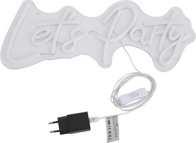 Neon fali lámpa fehér LED-del - Let's Party