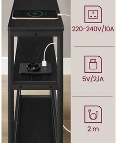Kisasztal beépített konnektorral és USB-portokkal ROD fekete