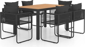 vidaXL 7 részes fekete és barna PVC rattan kerti étkezőgarnitúra