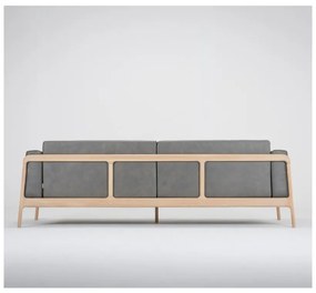 Fawn sötétszürke kanapé bivalybőrből, tömör tölgyfa szerkezettel, 240 cm - Gazzda