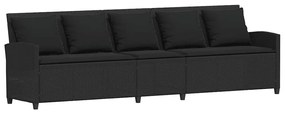 vidaXL fekete polyrattan kerti kanapé párnákkal
