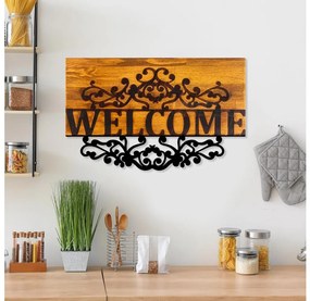Fali dekoráció 58x36 cm fa/fém, Üdvözlet felirat