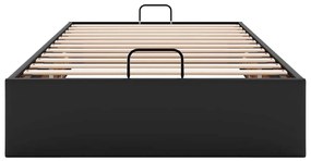 Ottomán ágykeret matrac nélkül fekete 80x200 cm műbőr