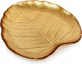 Tálaló Tányér Üveg Dekoratív Arany Levél Patera Kicsi 18X16 CM