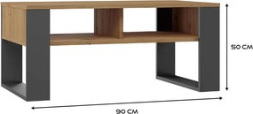 2P dohányzóasztal, antracit-tölgy