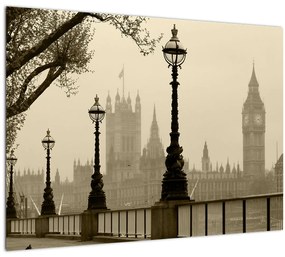 Kép - London a ködben, Anglia (üvegen) (70x50 cm)