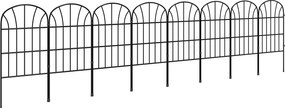 Outsunny 8 darabos dekoratív kerti kerítés készlet, fekete fém díszítésekkel - 264 x 61 cm fekete | Aosom