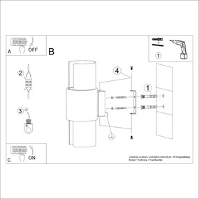 Sollux SL.1674 - Fali lámpa FLASH 2xE27/15W/230V fehér