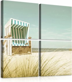 Vászonkép 50x50 Tengerpart tengerpart napozóágy nyár pihenés természet fali dekoráció