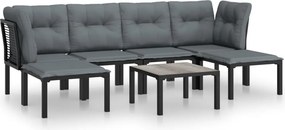 vidaXL 7 részes fekete-szürke polyrattan kerti ülőgarnitúra