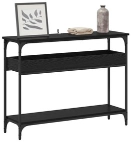 Konzolasztal polcokkal Musta tammi 100 x 29 x 75 cm Faanyag
