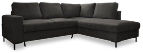 Sötétszürke kordbársony kinyitható sarokkanapé (jobb oldali) Lofty Lilly – Miuform