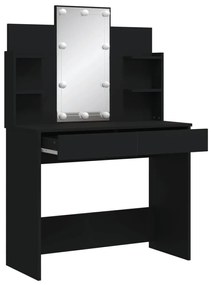fekete fésülködőasztal LED-del 96x40x142 cm