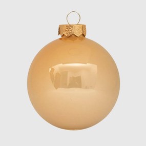 Champagne pezsgőszínű üveg karácsonyi gömb szett 6*8cm