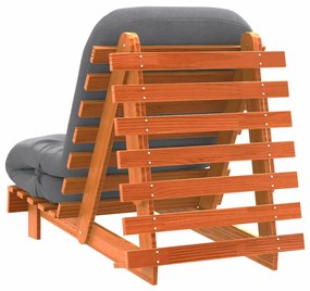viaszbarna tömör fenyőfa futon kanapéágy matraccal 70x206x11 cm