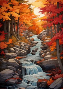 Poszter 67,5x95cm Őszi vízesések