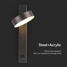 LED Fali spotlámpa USB porttal LED/8W/230V 3000K