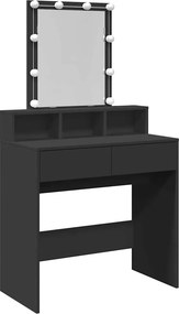 vidaXL fekete fésülködőasztal LED-del 80 x 41 x 144,5 cm